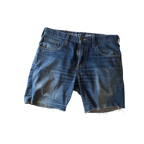 Carhartt 33” faded Blue Denim Cutoff Shorts Jorts - Picture 2 of 7